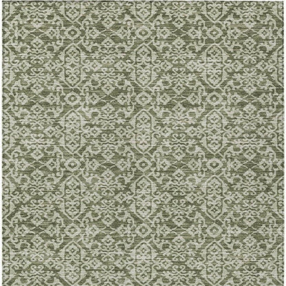 5' X 8' Olive Green And Brown Oriental Washable Indoor Outdoor Area Rug HomeRoots