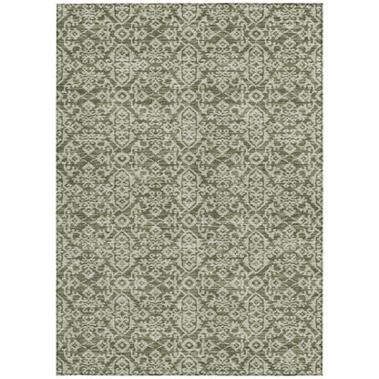8' X 10' Olive Green And Brown Oriental Washable Indoor Outdoor Area Rug HomeRoots