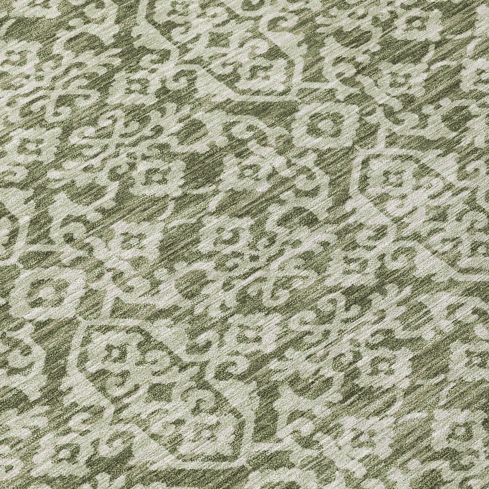 8' X 10' Olive Green And Brown Oriental Washable Indoor Outdoor Area Rug HomeRoots