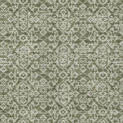 8' X 10' Olive Green And Brown Oriental Washable Indoor Outdoor Area Rug HomeRoots