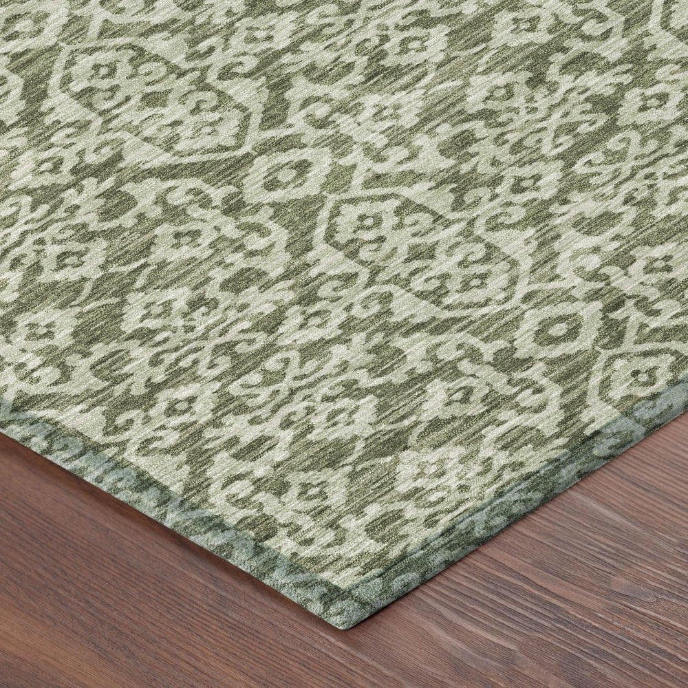 9' X 12' Olive Green And Brown Oriental Washable Indoor Outdoor Area Rug HomeRoots