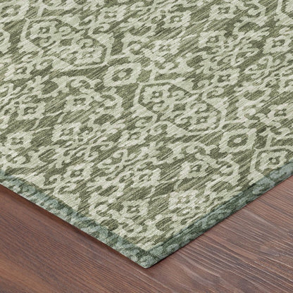 9' X 12' Olive Green And Brown Oriental Washable Indoor Outdoor Area Rug HomeRoots