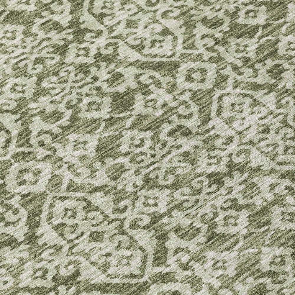 9' X 12' Olive Green And Brown Oriental Washable Indoor Outdoor Area Rug HomeRoots