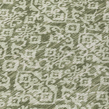 9' X 12' Olive Green And Brown Oriental Washable Indoor Outdoor Area Rug HomeRoots