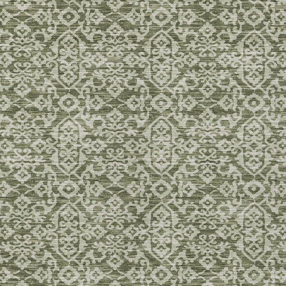 10' X 14' Olive Green And Brown Oriental Washable Indoor Outdoor Area Rug HomeRoots