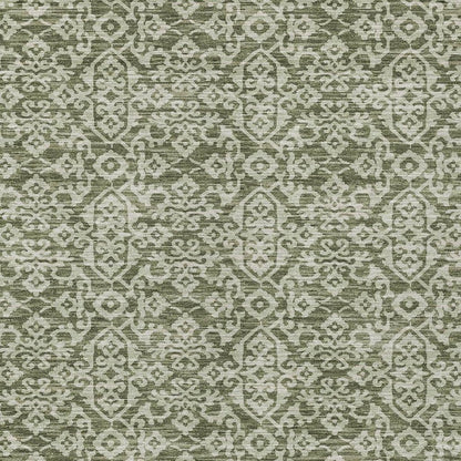 10' X 14' Olive Green And Brown Oriental Washable Indoor Outdoor Area Rug HomeRoots