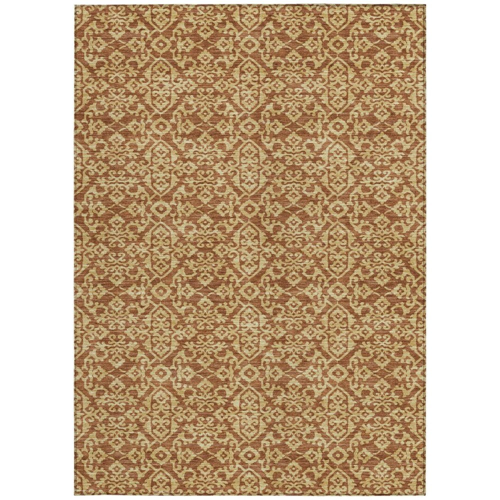 8' X 10' Orange And Graphite Oriental Washable Indoor Outdoor Area Rug HomeRoots