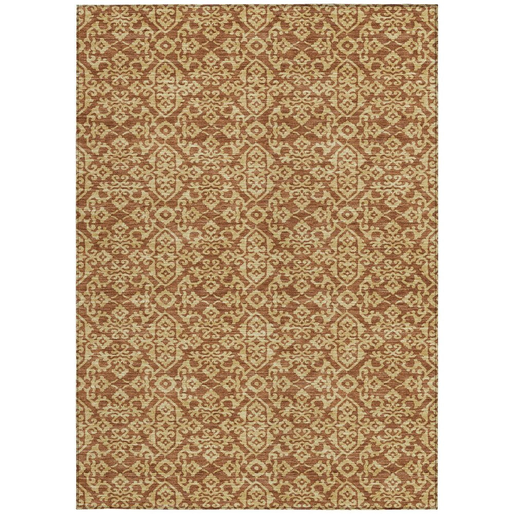 8' X 10' Orange And Graphite Oriental Washable Indoor Outdoor Area Rug HomeRoots