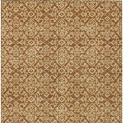 8' X 10' Orange And Graphite Oriental Washable Indoor Outdoor Area Rug
