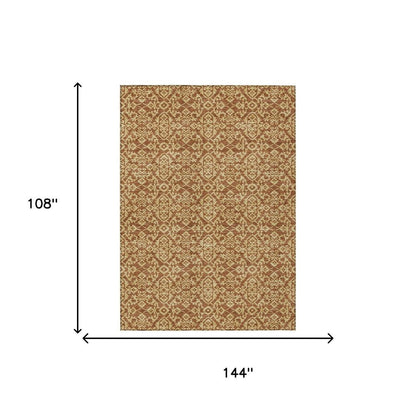 9' X 12' Orange And Graphite Oriental Washable Indoor Outdoor Area Rug HomeRoots