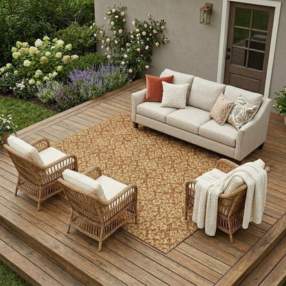 9' X 12' Orange And Graphite Oriental Washable Indoor Outdoor Area Rug HomeRoots