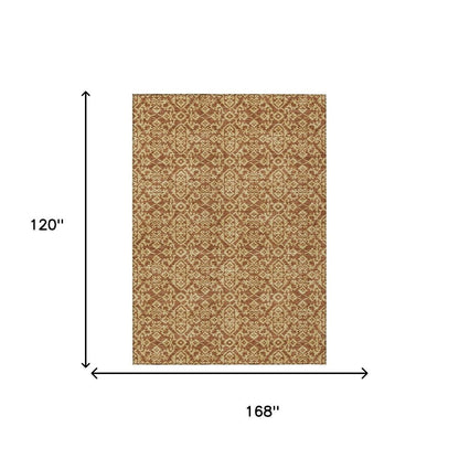 10' X 14' Orange And Graphite Oriental Washable Indoor Outdoor Area Rug HomeRoots