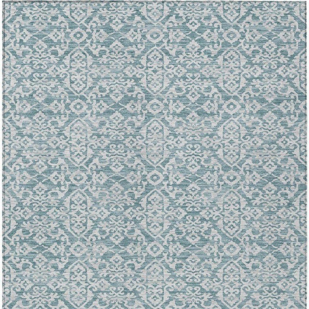 3' X 5' Teal Blue And Brown Oriental Washable Indoor Outdoor Area Rug HomeRoots