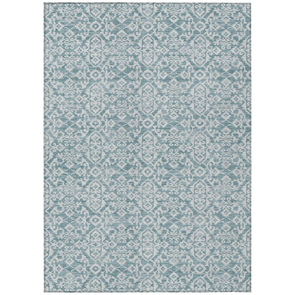 3' X 5' Teal Blue And Brown Oriental Washable Indoor Outdoor Area Rug HomeRoots