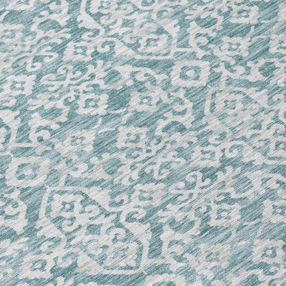 3' X 5' Teal Blue And Brown Oriental Washable Indoor Outdoor Area Rug HomeRoots