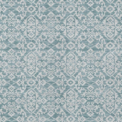 3' X 5' Teal Blue And Brown Oriental Washable Indoor Outdoor Area Rug