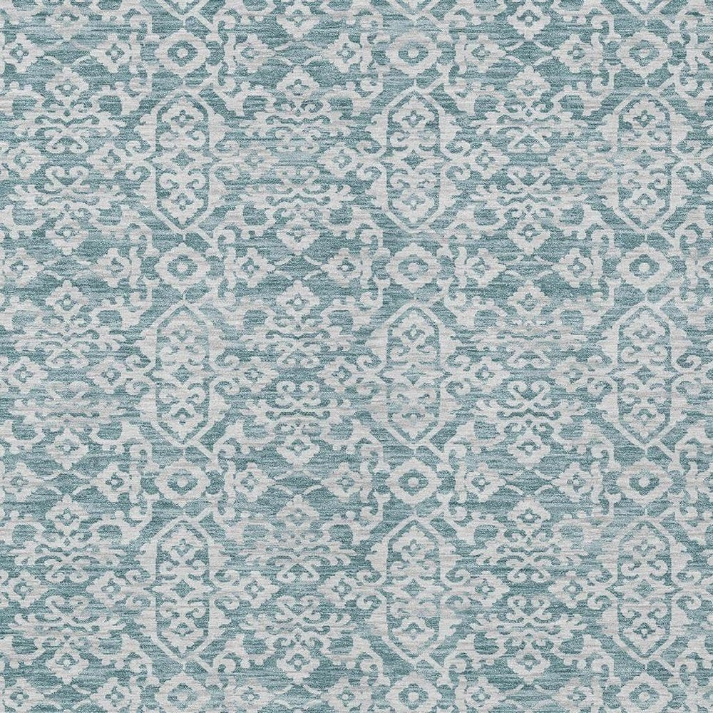 3' X 5' Teal Blue And Brown Oriental Washable Indoor Outdoor Area Rug HomeRoots