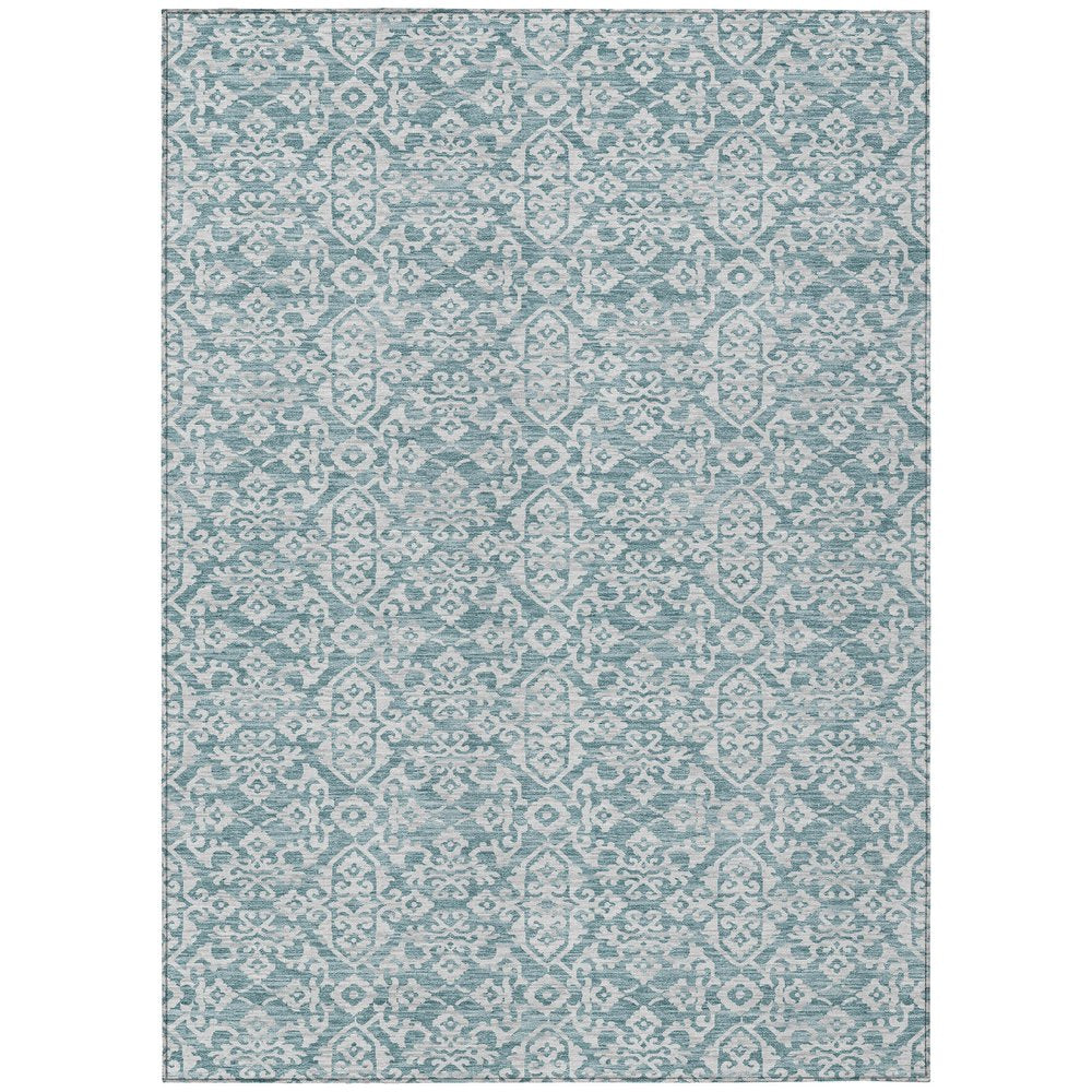 5' X 8' Teal Blue And Brown Oriental Washable Indoor Outdoor Area Rug HomeRoots