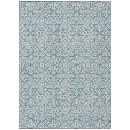 5' X 8' Teal Blue And Brown Oriental Washable Indoor Outdoor Area Rug HomeRoots