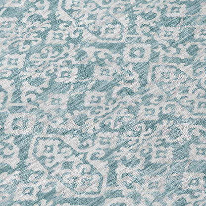 5' X 8' Teal Blue And Brown Oriental Washable Indoor Outdoor Area Rug HomeRoots