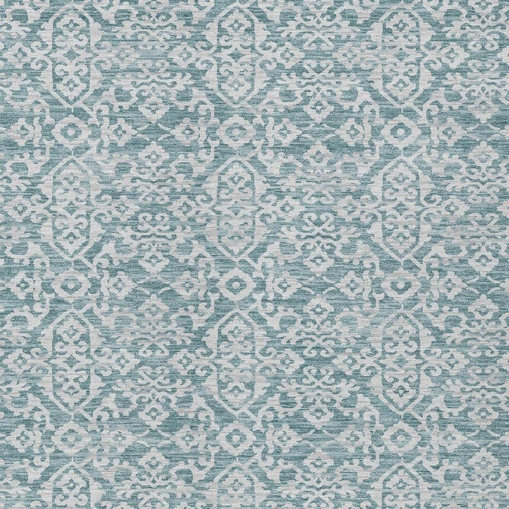 5' X 8' Teal Blue And Brown Oriental Washable Indoor Outdoor Area Rug HomeRoots