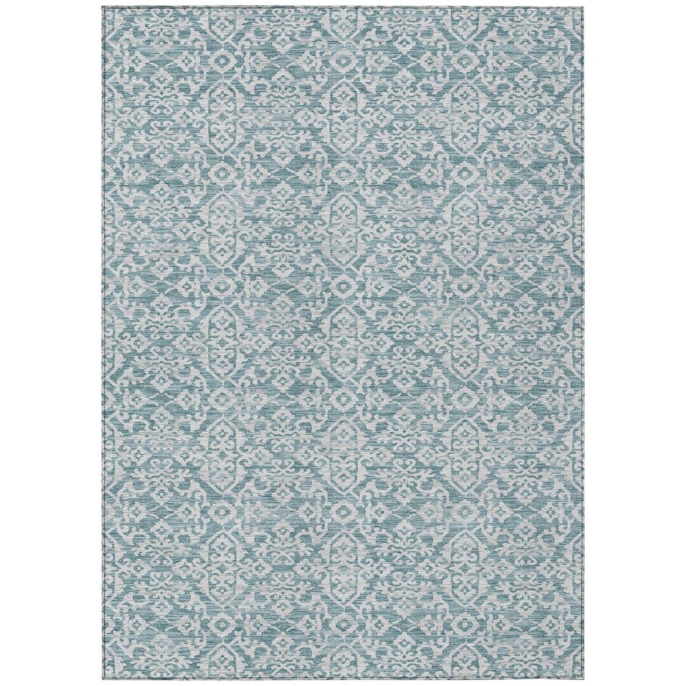 8' X 10' Teal Blue And Brown Oriental Washable Indoor Outdoor Area Rug HomeRoots
