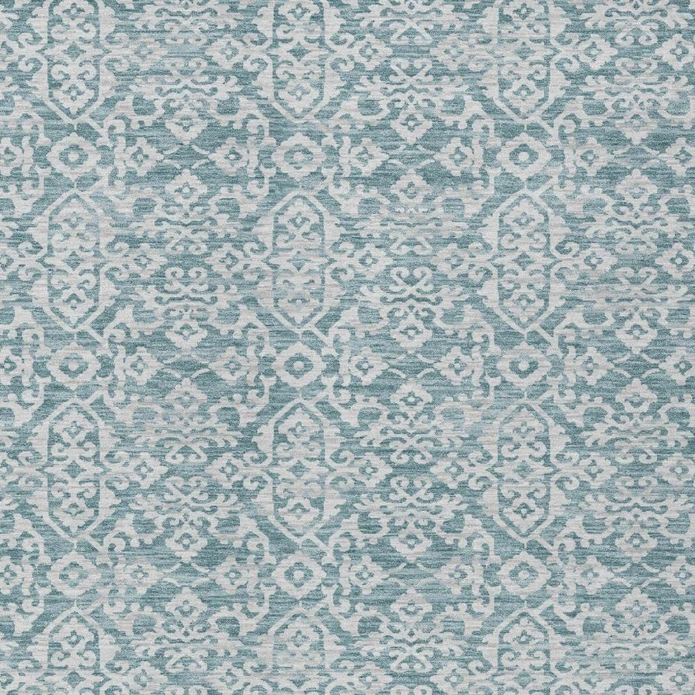 8' X 10' Teal Blue And Brown Oriental Washable Indoor Outdoor Area Rug HomeRoots