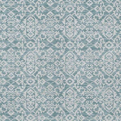 9' X 12' Teal Blue And Brown Oriental Washable Indoor Outdoor Area Rug HomeRoots