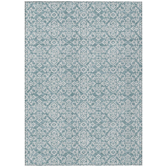 10' X 14' Teal Blue And Brown Oriental Washable Indoor Outdoor Area Rug HomeRoots