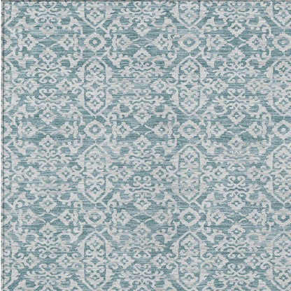 10' X 14' Teal Blue And Brown Oriental Washable Indoor Outdoor Area Rug HomeRoots