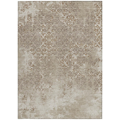 3' X 5' Beige And Gray Oriental Washable Indoor Outdoor Area Rug HomeRoots