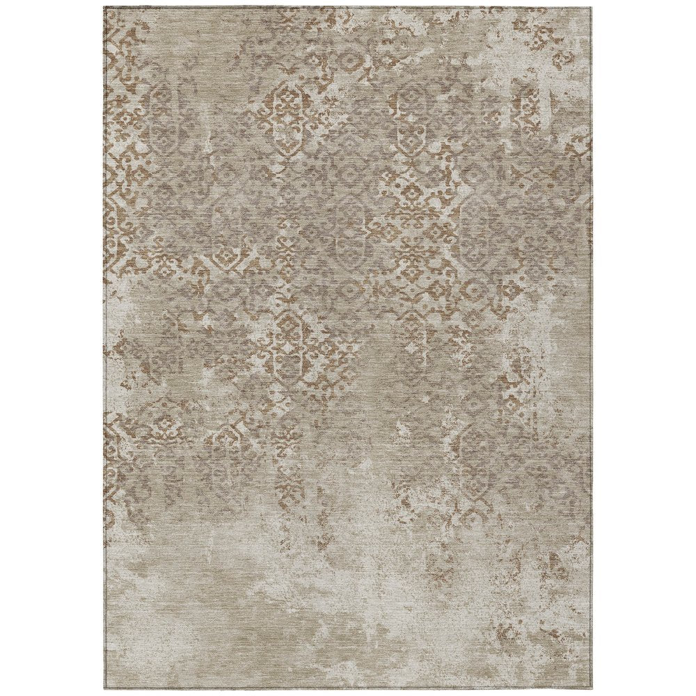 3' X 5' Beige And Gray Oriental Washable Indoor Outdoor Area Rug HomeRoots