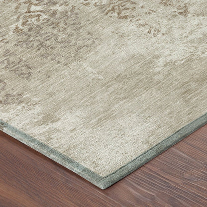 3' X 5' Beige And Gray Oriental Washable Indoor Outdoor Area Rug HomeRoots