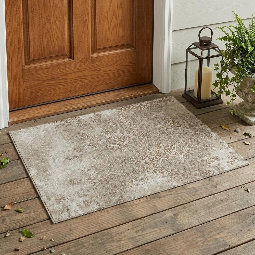 3' X 5' Beige And Gray Oriental Washable Indoor Outdoor Area Rug HomeRoots