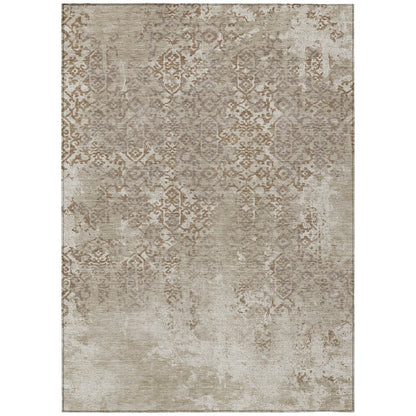 5' X 8' Beige And Gray Oriental Washable Indoor Outdoor Area Rug HomeRoots