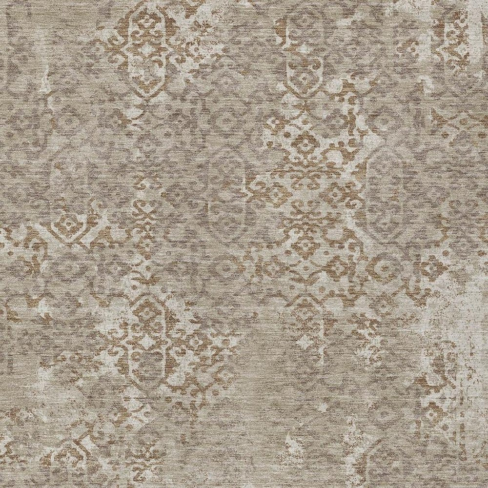 9' X 12' Beige And Gray Oriental Washable Indoor Outdoor Area Rug HomeRoots