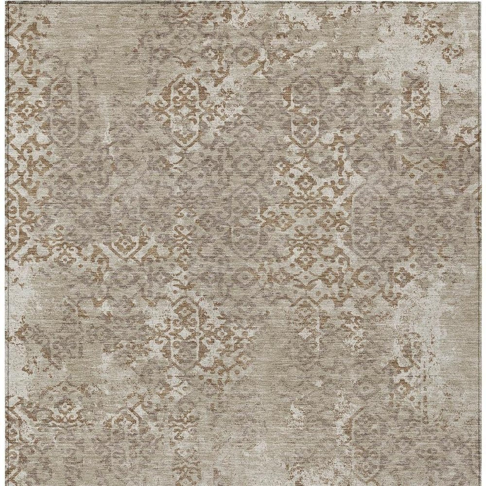 10' X 14' Beige And Gray Oriental Washable Indoor Outdoor Area Rug HomeRoots