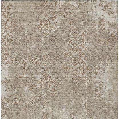 10' X 14' Beige And Gray Oriental Washable Indoor Outdoor Area Rug HomeRoots