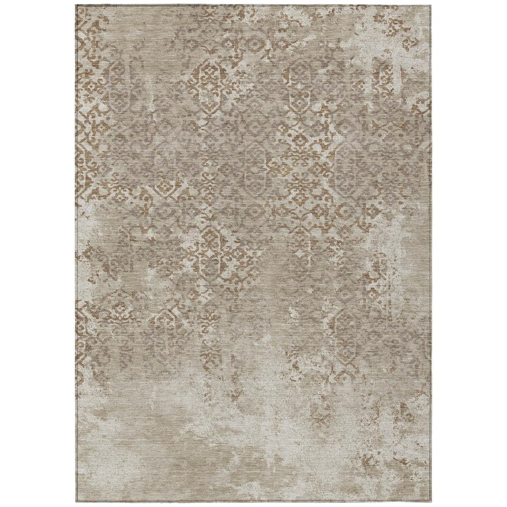 10' X 14' Beige And Gray Oriental Washable Indoor Outdoor Area Rug HomeRoots