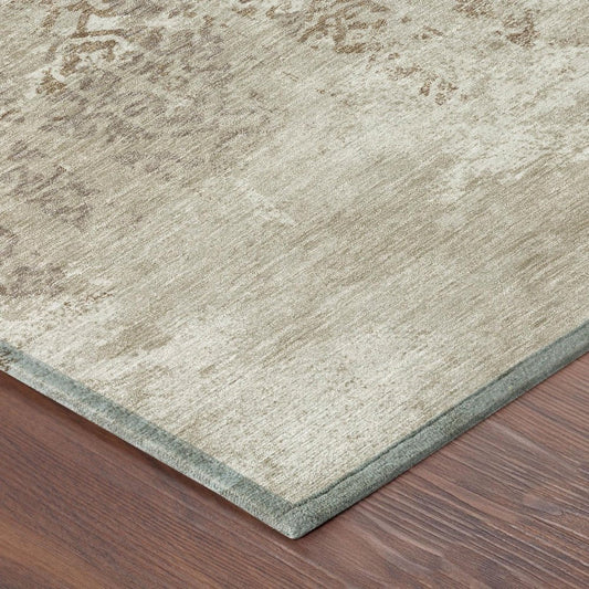 10' X 14' Beige And Gray Oriental Washable Indoor Outdoor Area Rug HomeRoots