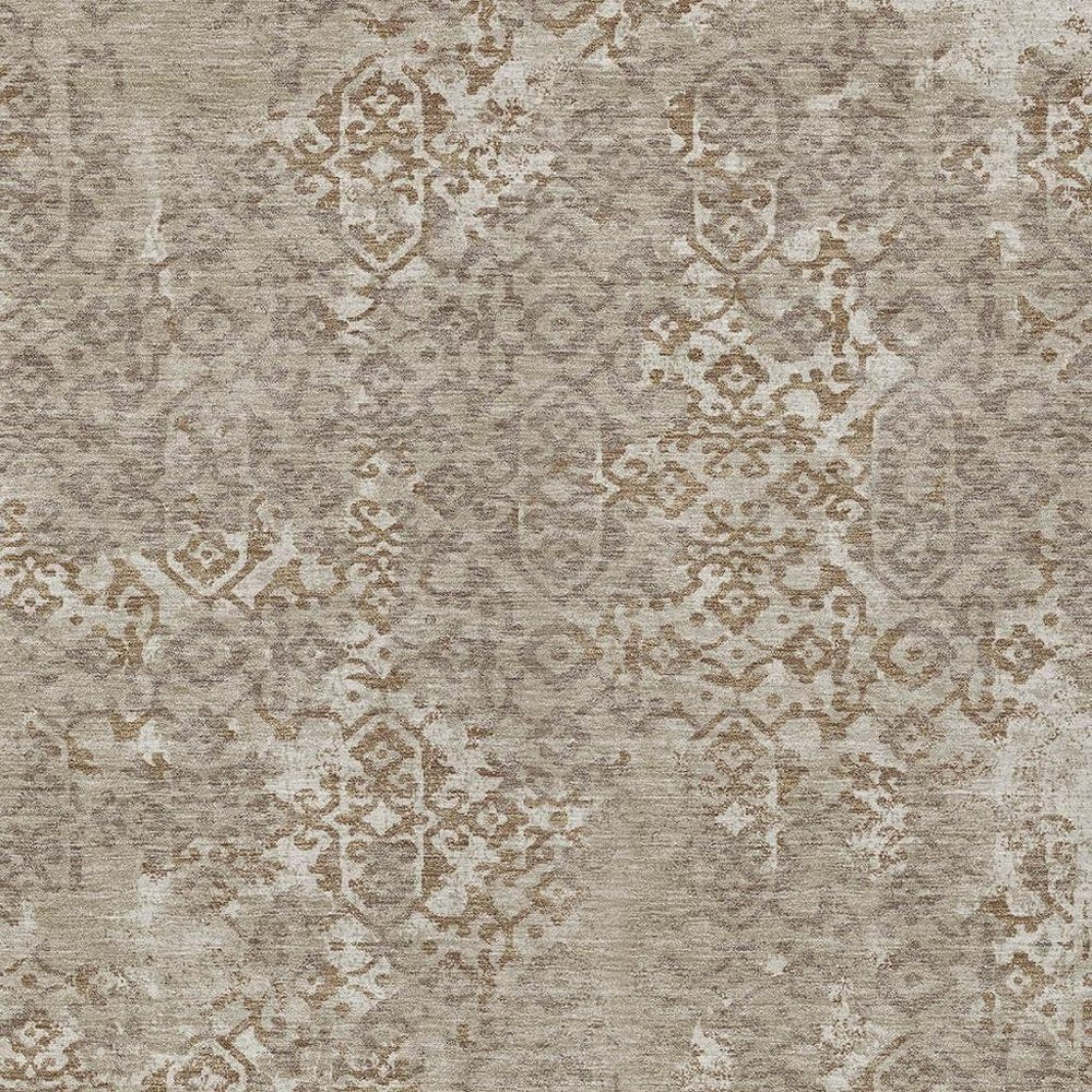 10' X 14' Beige And Gray Oriental Washable Indoor Outdoor Area Rug HomeRoots