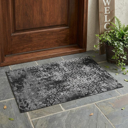 3' X 5' Black And Gray Oriental Washable Indoor Outdoor Area Rug HomeRoots