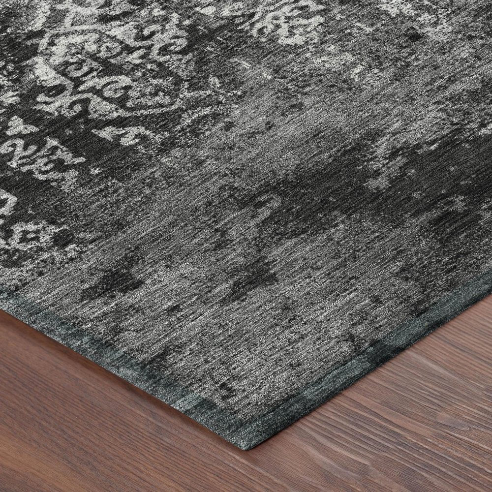 8' X 10' Black And Gray Oriental Washable Indoor Outdoor Area Rug HomeRoots