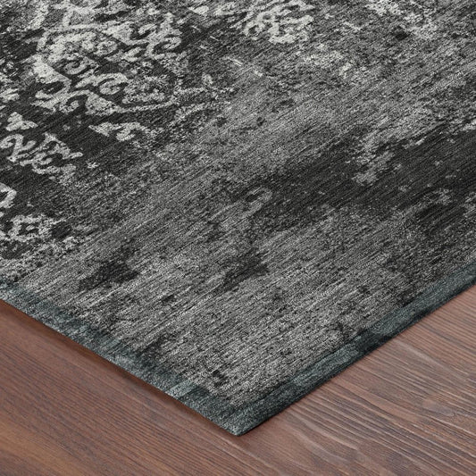 8' X 10' Black And Gray Oriental Washable Indoor Outdoor Area Rug HomeRoots