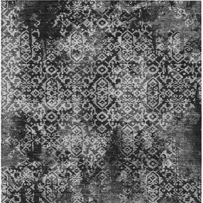9' X 12' Black And Gray Oriental Washable Indoor Outdoor Area Rug HomeRoots