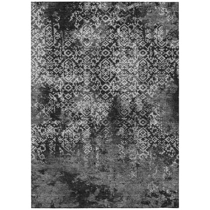 9' X 12' Black And Gray Oriental Washable Indoor Outdoor Area Rug HomeRoots