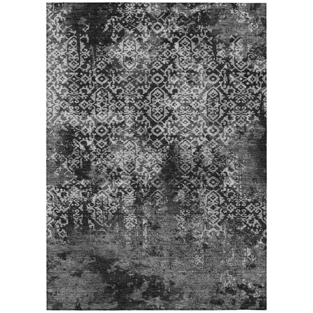 10' X 14' Black And Gray Oriental Washable Indoor Outdoor Area Rug HomeRoots