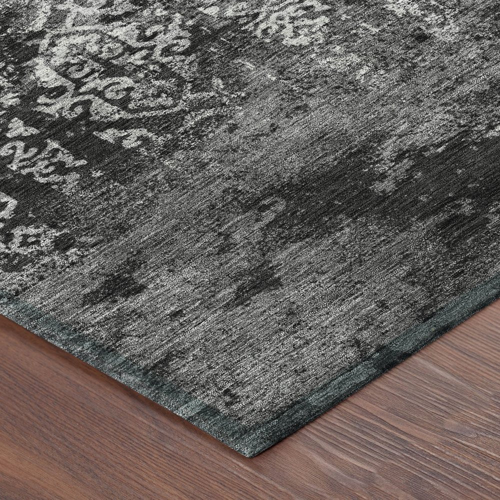 10' X 14' Black And Gray Oriental Washable Indoor Outdoor Area Rug HomeRoots