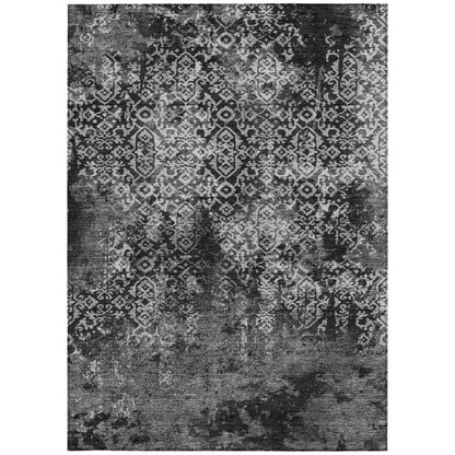 10' X 14' Black And Gray Oriental Washable Indoor Outdoor Area Rug HomeRoots