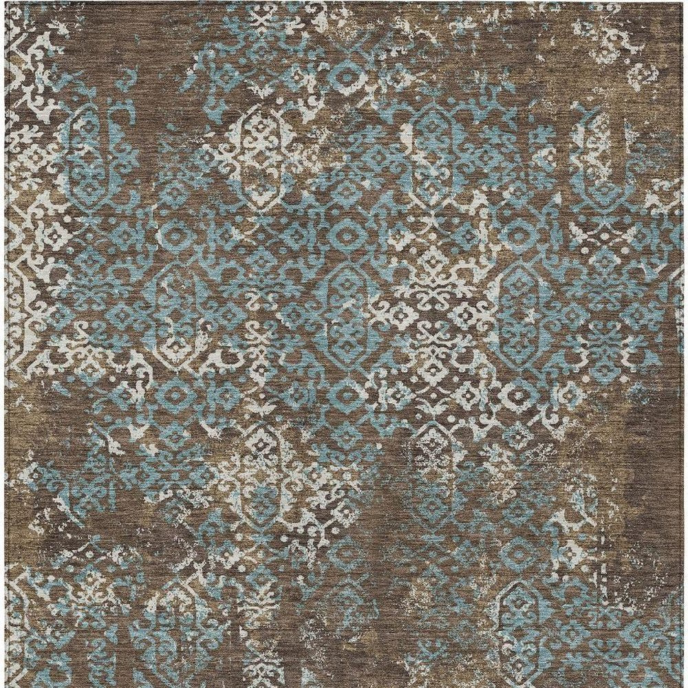 5' X 8' Brown And Khaki Oriental Washable Indoor Outdoor Area Rug HomeRoots
